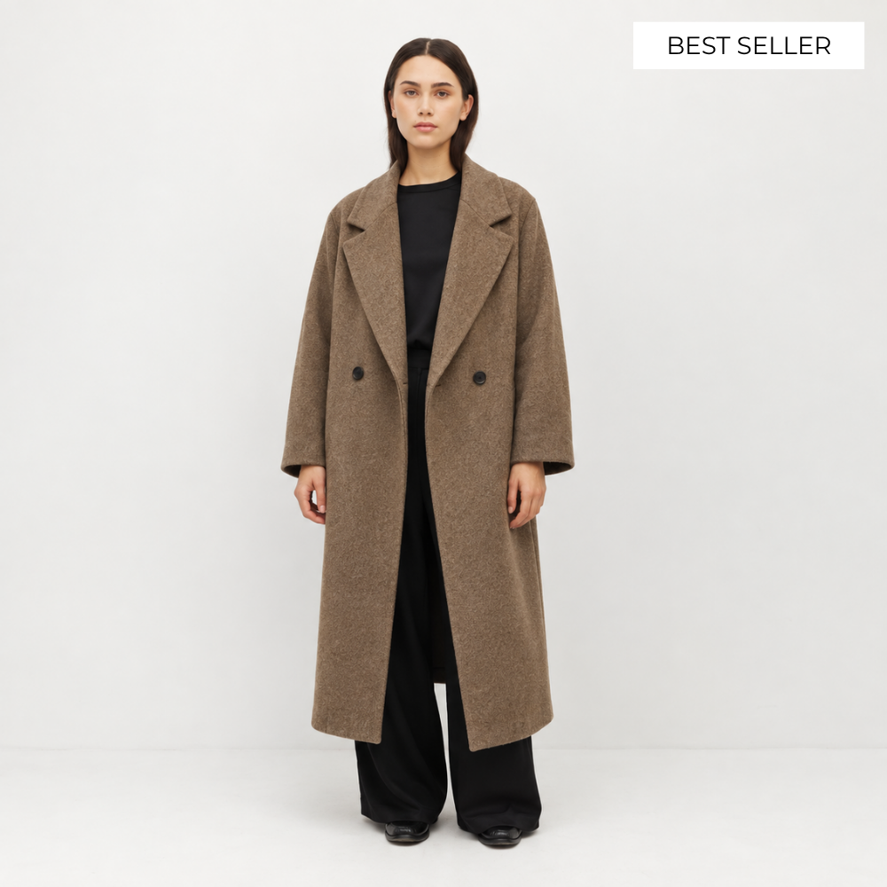 Classic Double-Breasted Wool Trench Coat