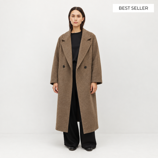 Classic Double-Breasted Wool Trench Coat