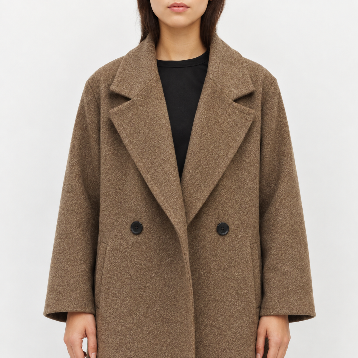Classic Double-Breasted Wool Trench Coat