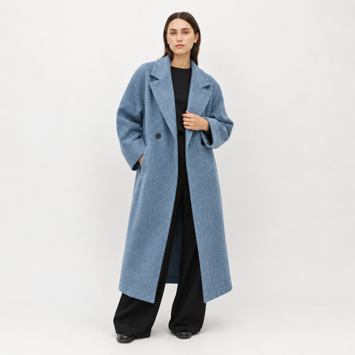 Classic Double-Breasted Wool Trench Coat