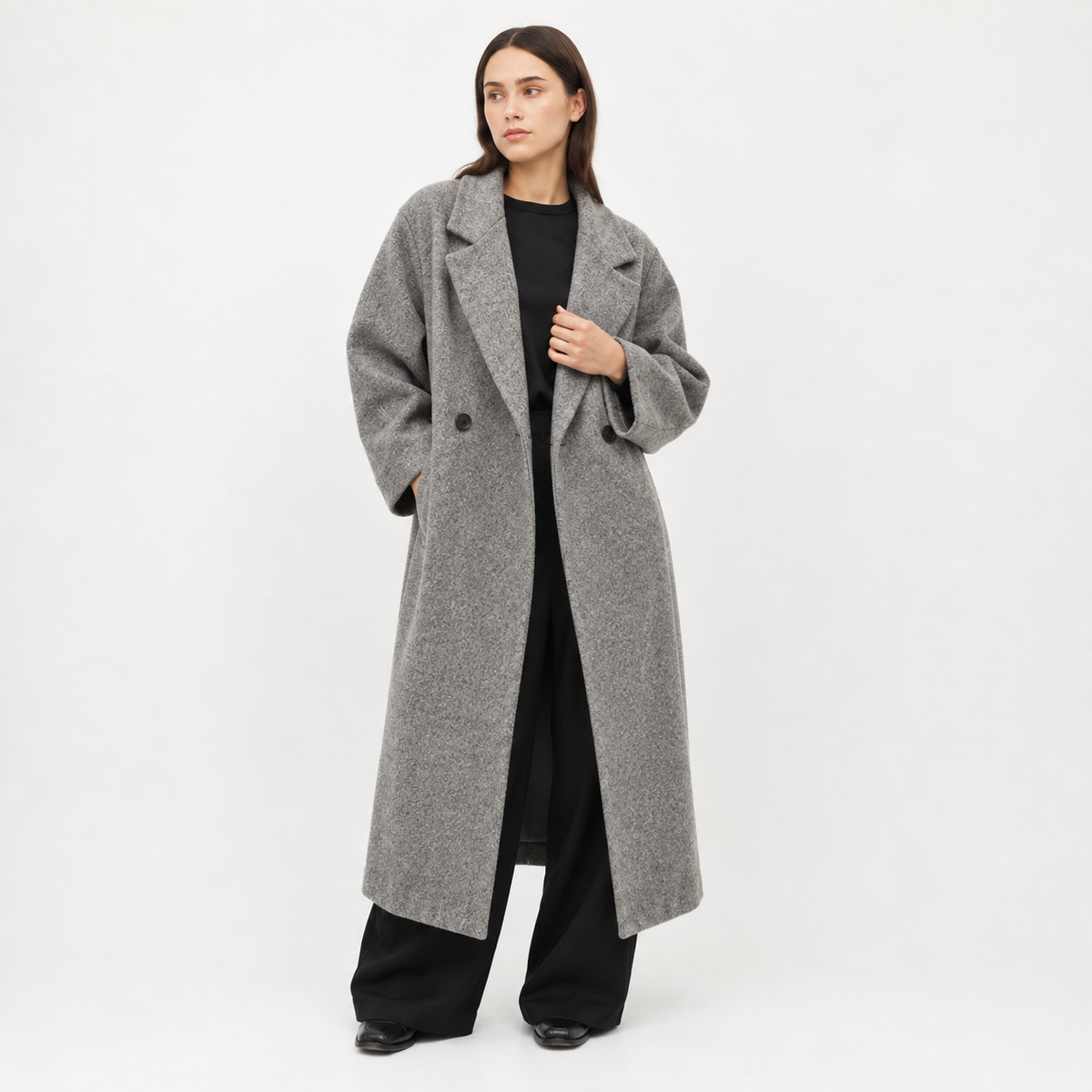 Classic Double-Breasted Wool Trench Coat